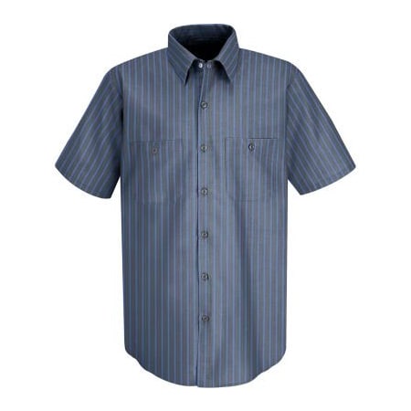Vf Imagewear Red Kap Men's Industrial Stripe Work Shirt Short Sleeve Gray/Blue Stripe L SP24 SP24EXSSL